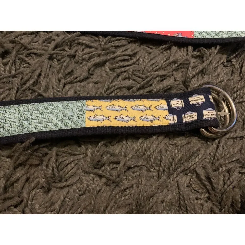 Vineyard Vines patchwork design double ring belt cotton Medium